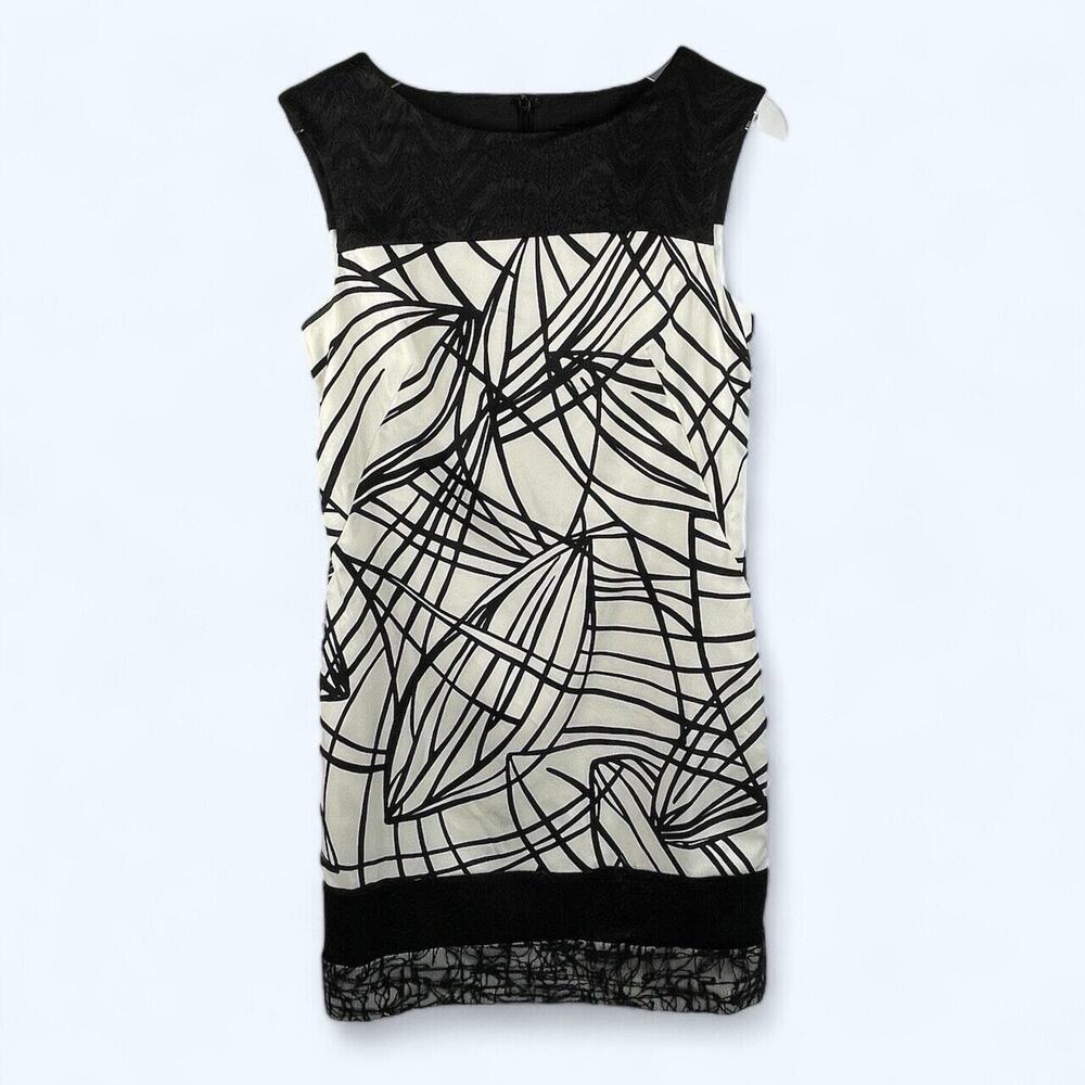 Ann Taylor Loft Geometric Sleeveless Black and White Dress size 2 NWT